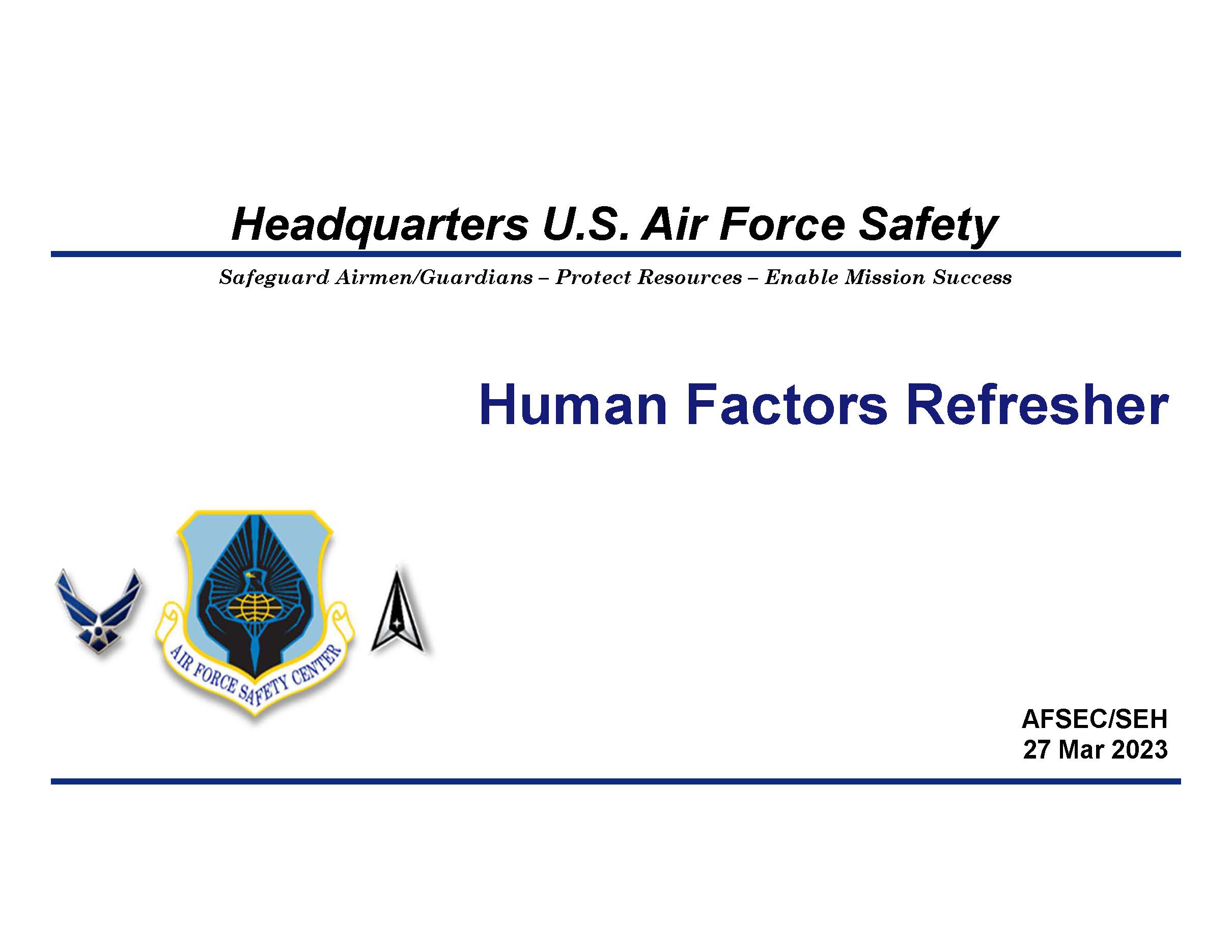 HFACS 8.0 Refresher Training